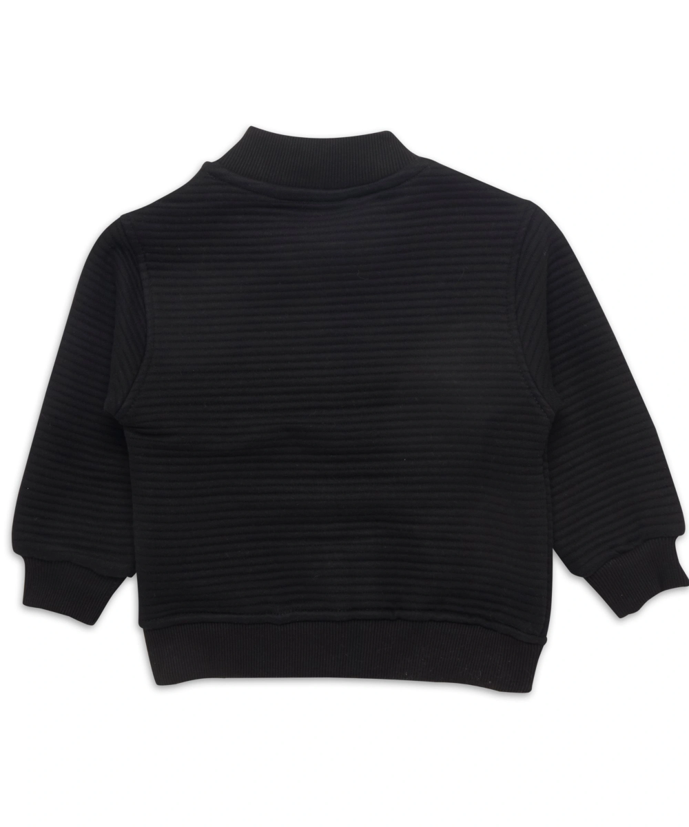 Little Kangaroos Baby Boys' Henley Neck Full Sleeves Jacket - Black