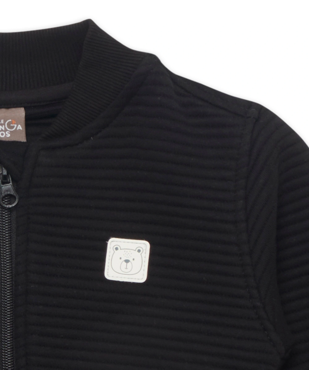 Little Kangaroos Baby Boys' Henley Neck Full Sleeves Jacket - Black