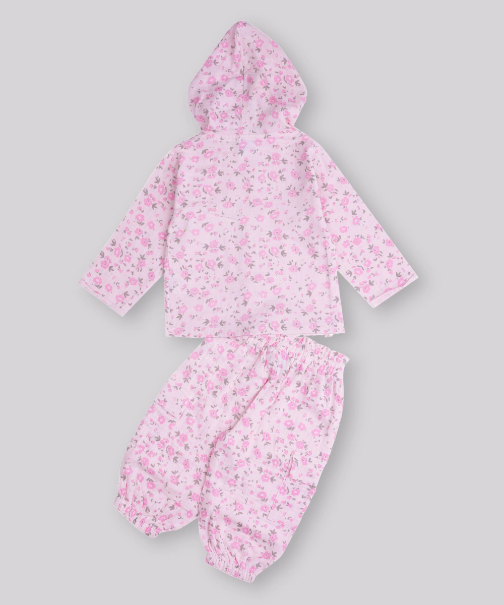 Smart Baby Baby Girl's Sister Vibes Hooded Jacket, Top & Jogger - Pink - 3 Pcs