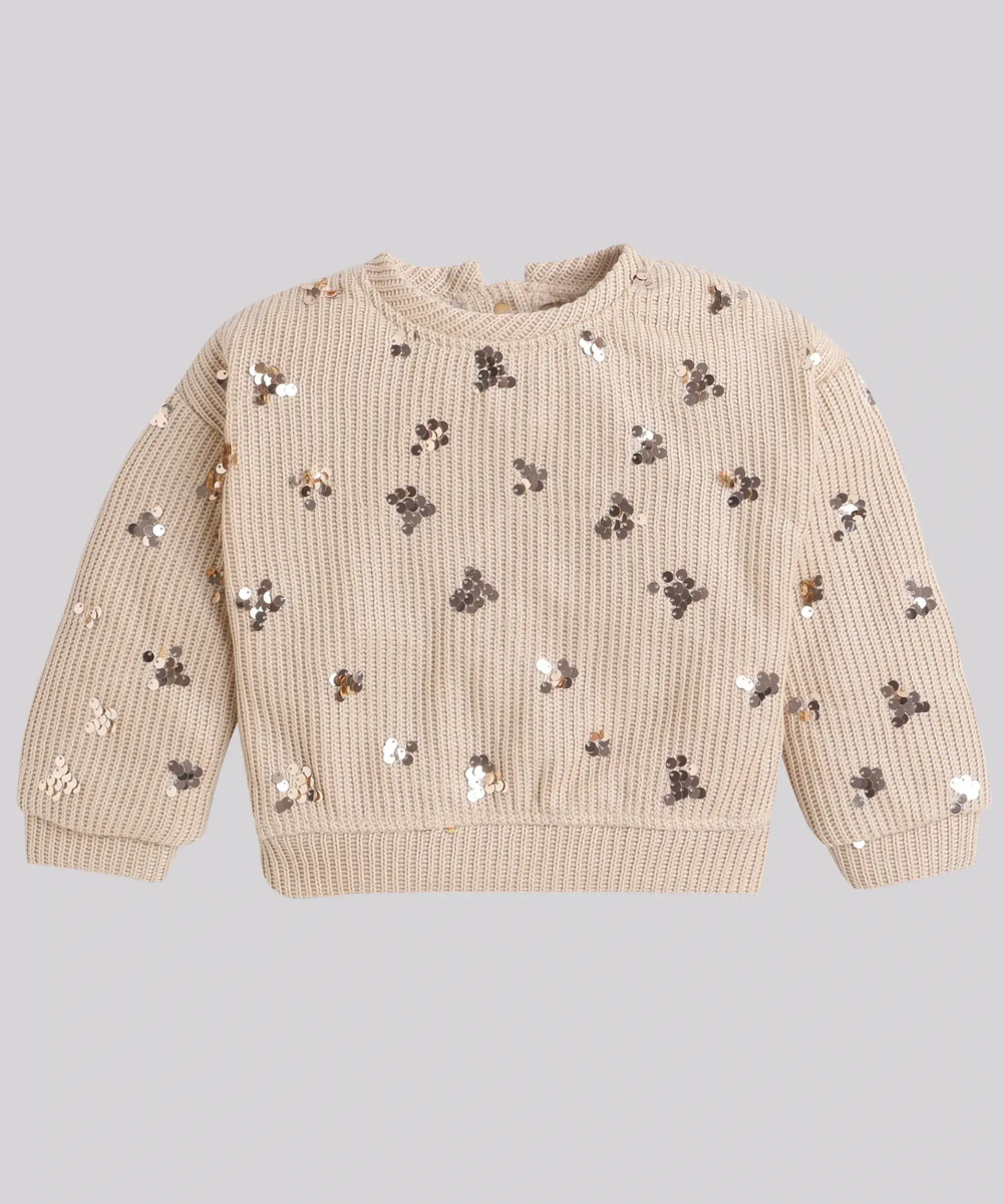 Little Kangaroos Girls Sequin Sweater - Beige