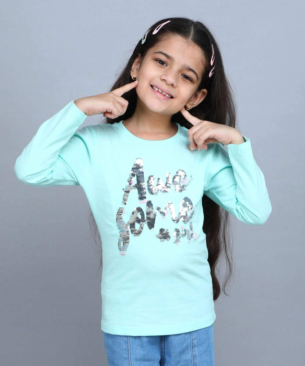 Nexgen Girl's Awesome Embellished T-Shirt - Blue