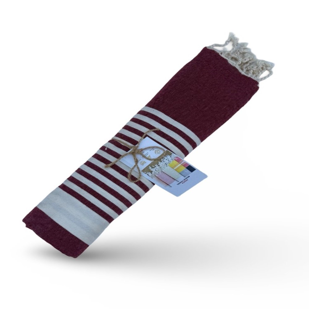 Hammam Corner - The Line Beach Towel - Red Bordeau