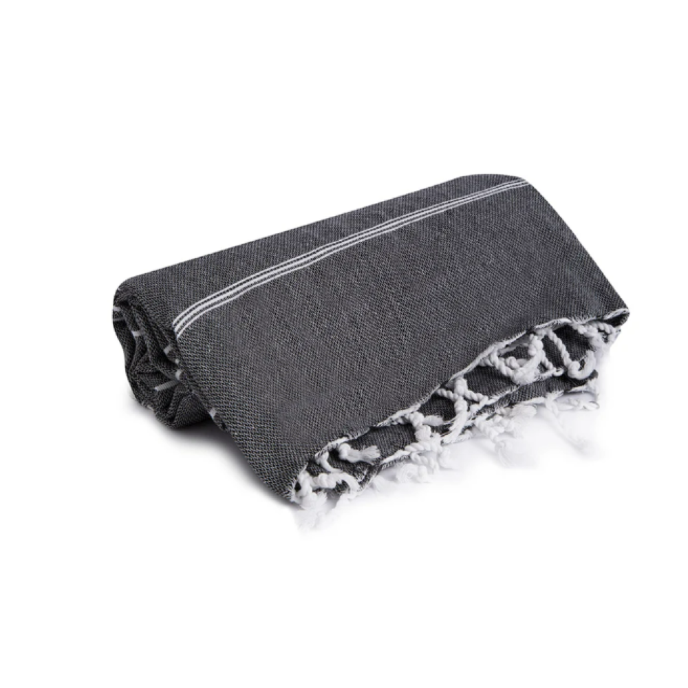 Hammam Corner - The Line Beach Towel - Dark Grey