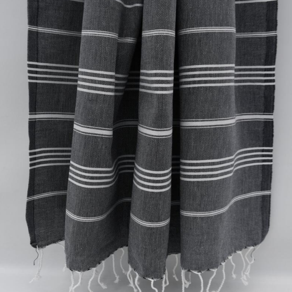 Hammam Corner - The Line Beach Towel - Dark Grey