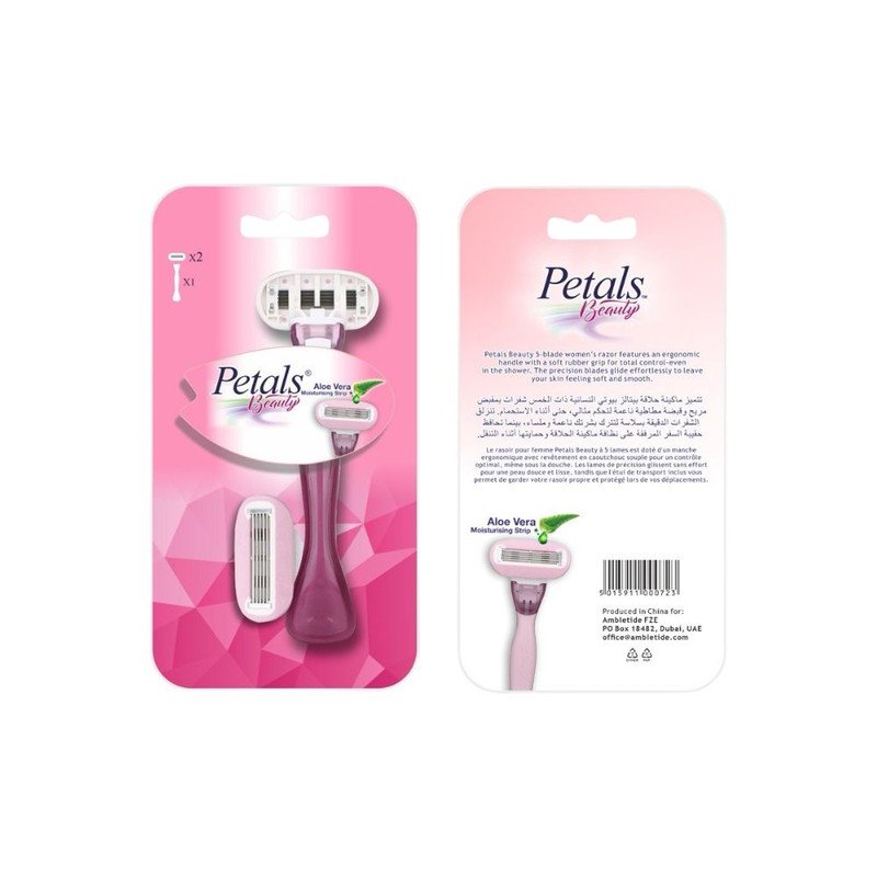 Petals - 5 Blade System Razor With 1 Extra Cartridge - 1 Pc