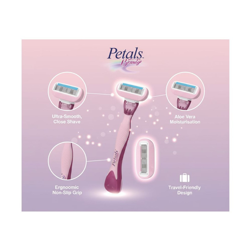 Petals - 5 Blade System Razor With 1 Extra Cartridge - 1 Pc