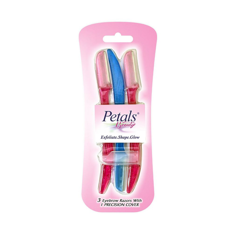 Petals - Facial & Eyebrow Razor With Cover - 3 Pcs