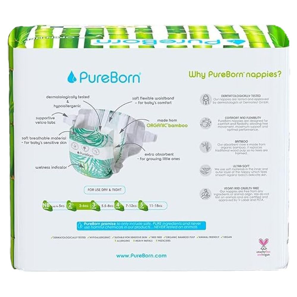 Pureborn Organic Baby Diapers - Up To 5 Kg - S1 - 68pcs