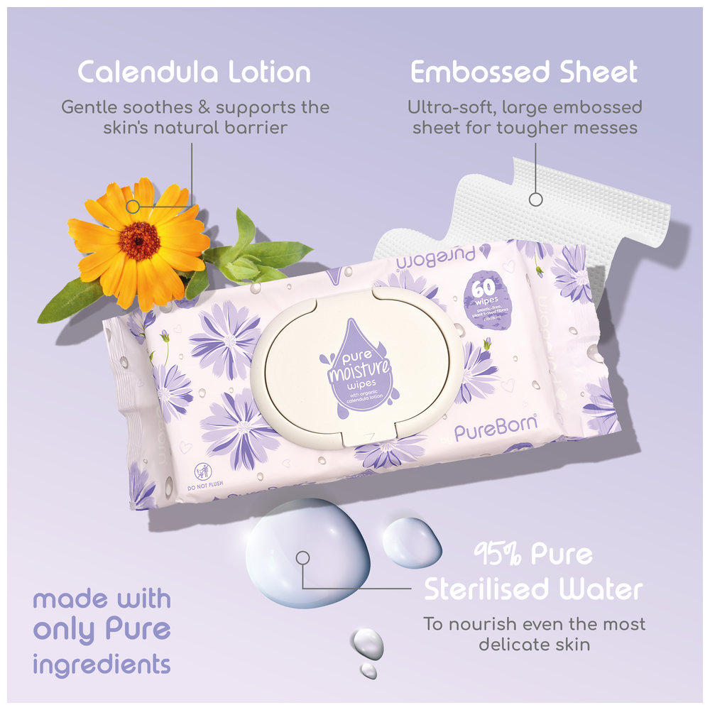 Pureborn - Pure Moisture Baby Wipes - Pack of 60