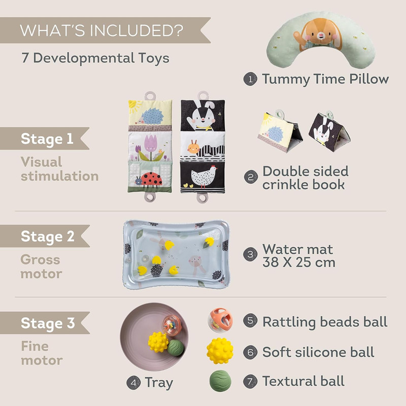 Taf Toys - Baby Tummy Time Essentials Kit - 4 Pcs