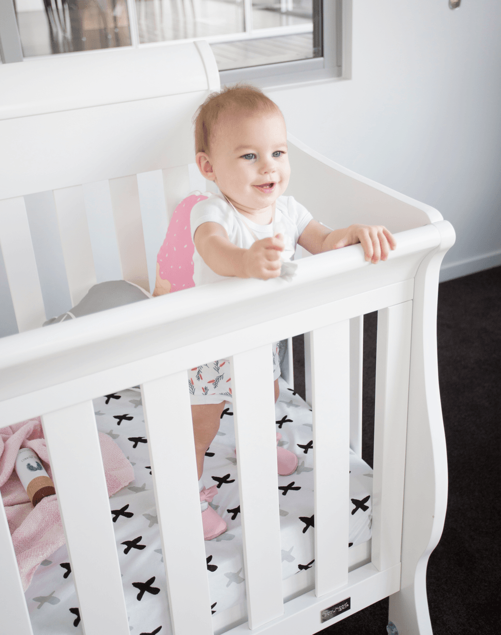 babyhood Amani Sleigh Cot - White