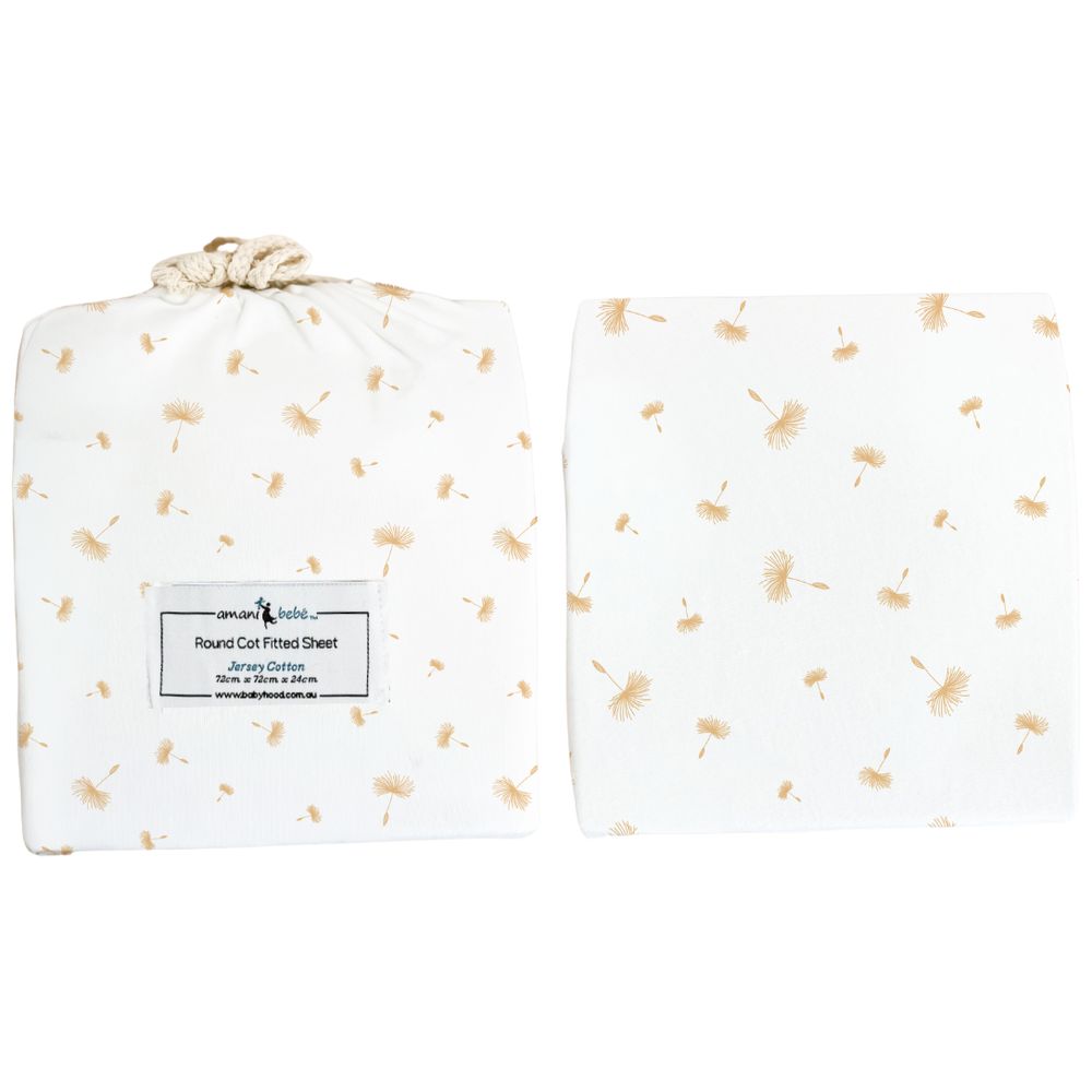 Babyhood Amani Bebe Round Cot Fitted Sheet Only - Dandelion