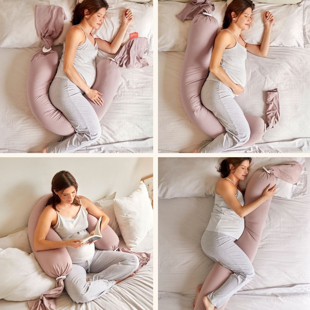 BBhugme - Organic Pregnancy Body Pillow - Dusty Pink/Vanilla