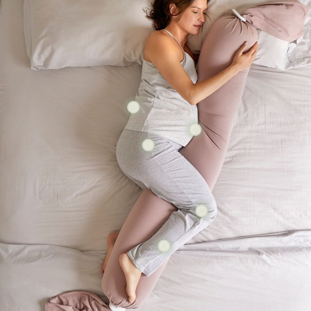 BBhugme - Organic Pregnancy Body Pillow - Dusty Pink/Vanilla