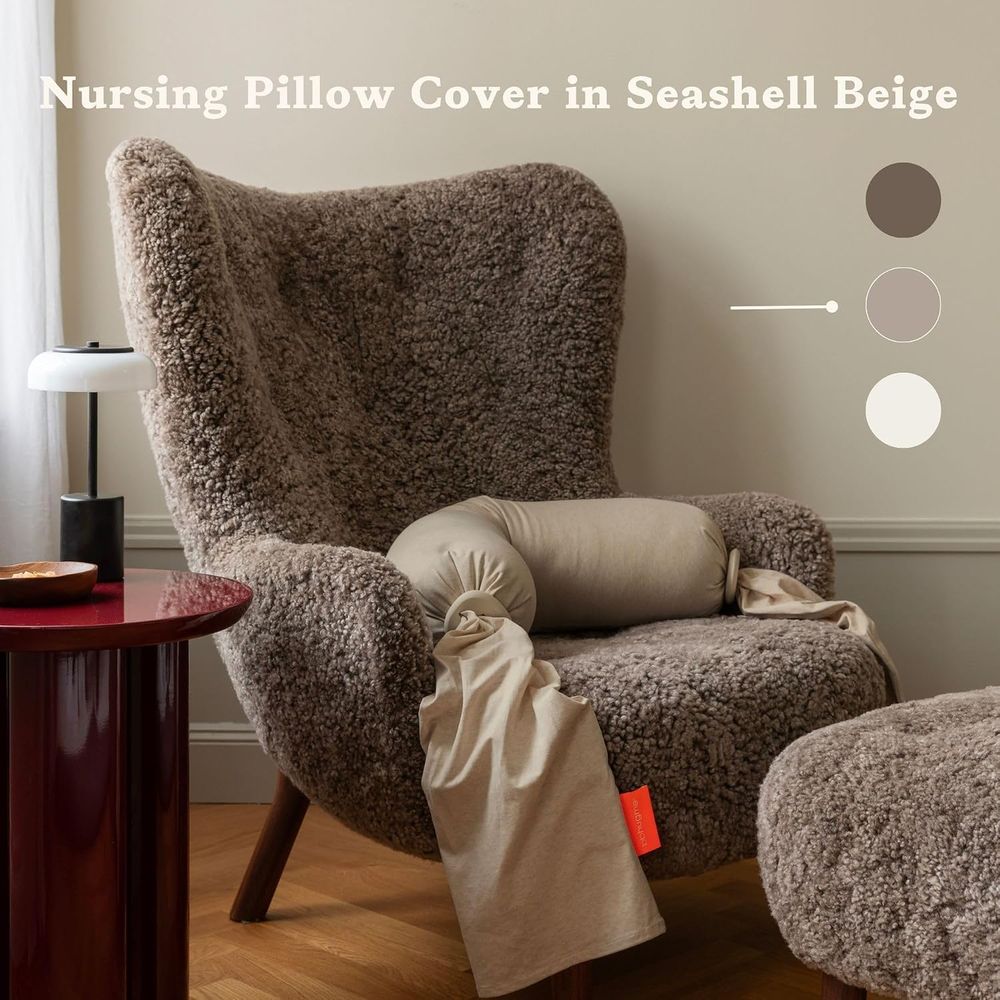 BBhugme - Organic Nursing Pillow Replacement Cover Only - Seashell Beige