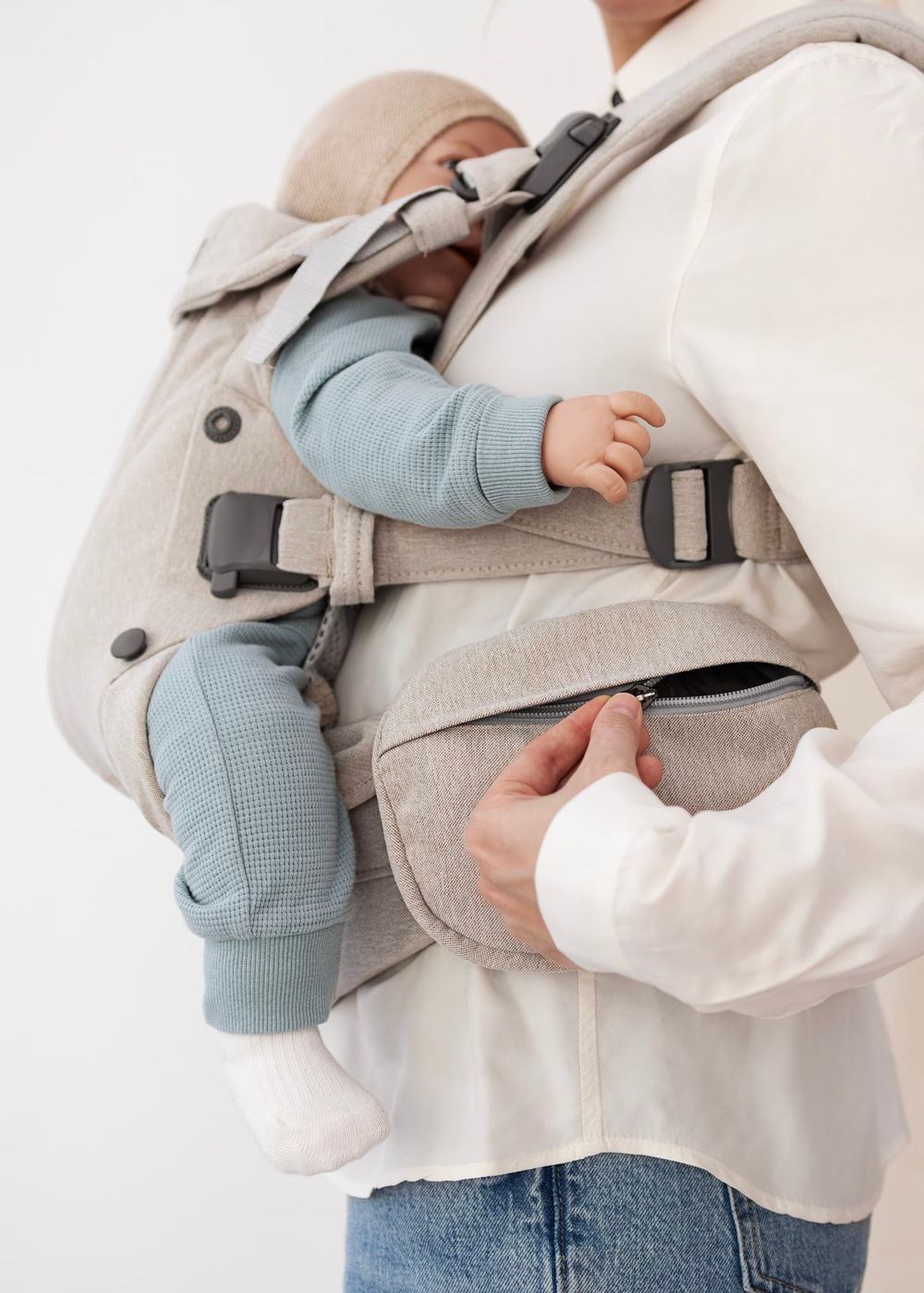 Babybjorn - Pocket Pouch For Baby Carrier Woven Melange - Light Beige
