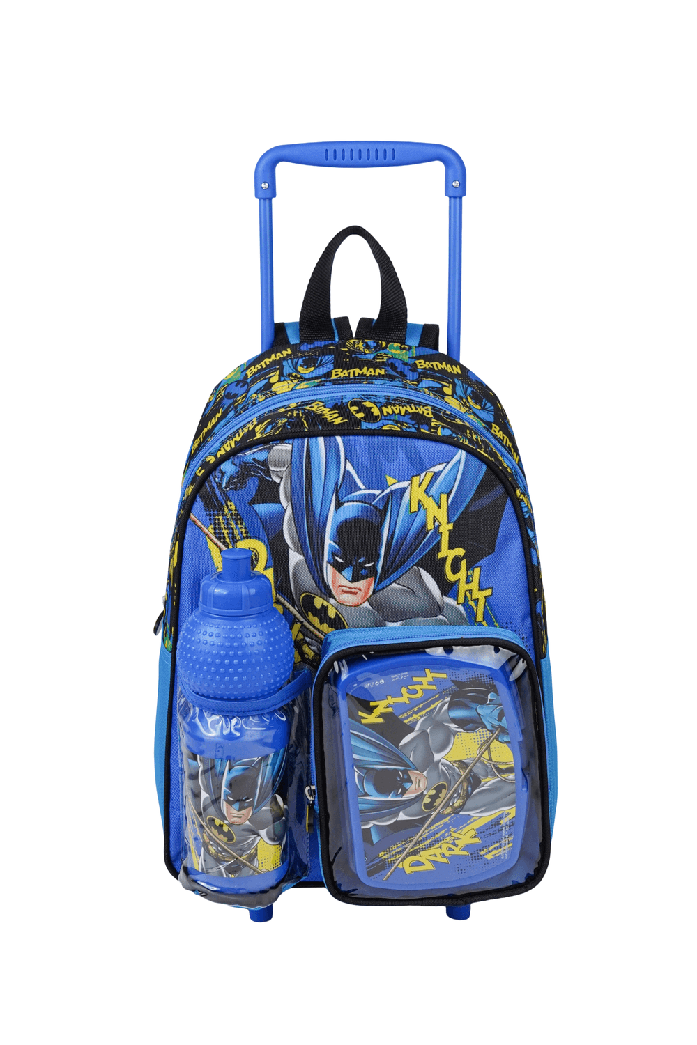 Warner Bros. - Batman 3-In-1 Kids Trolley Backpack With Lunch Box & Water Bottle Set - Multicolor