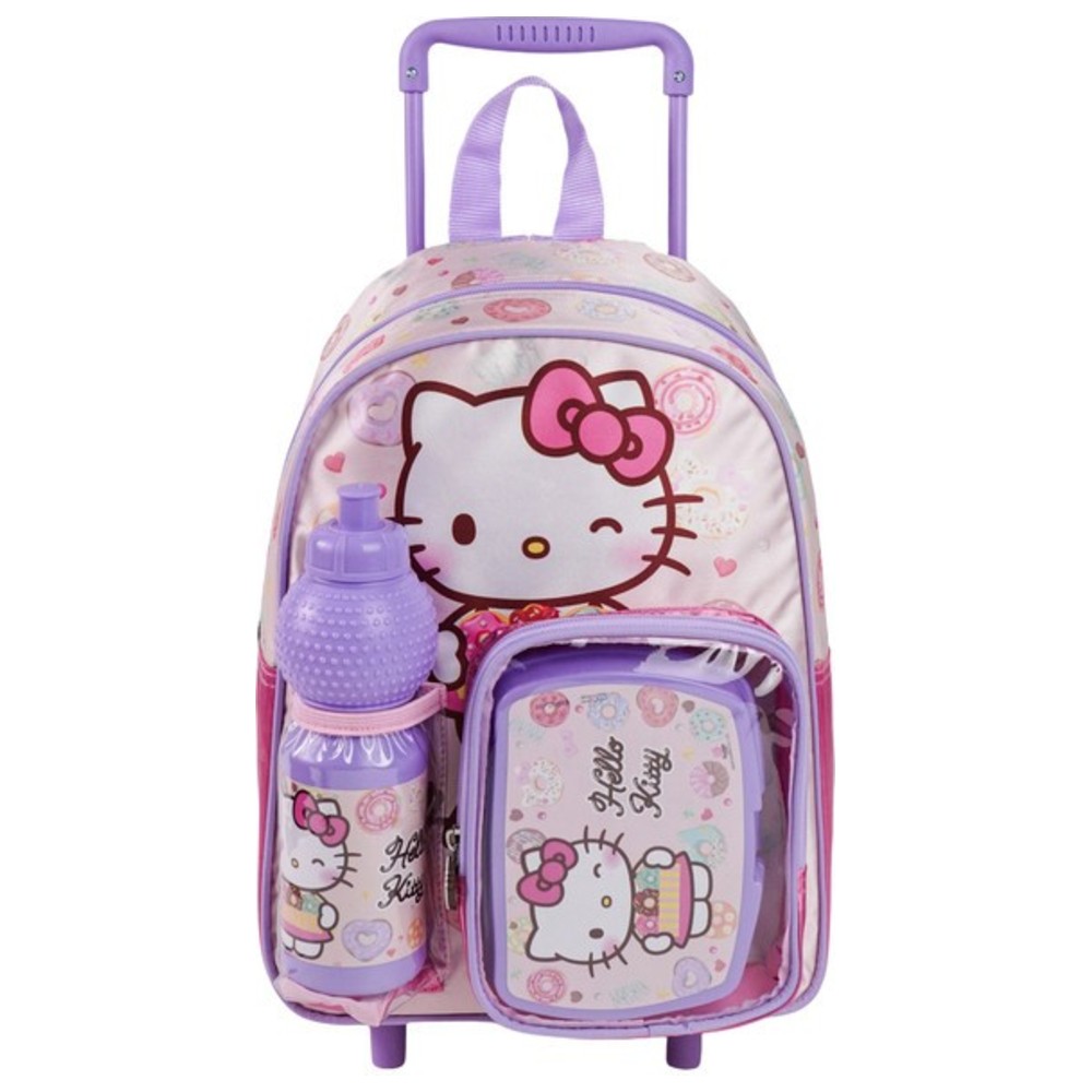 Sanrio - 3-In-1 Rolling Backpack With Water Bottle And Lunch Box - Hello Kitty
