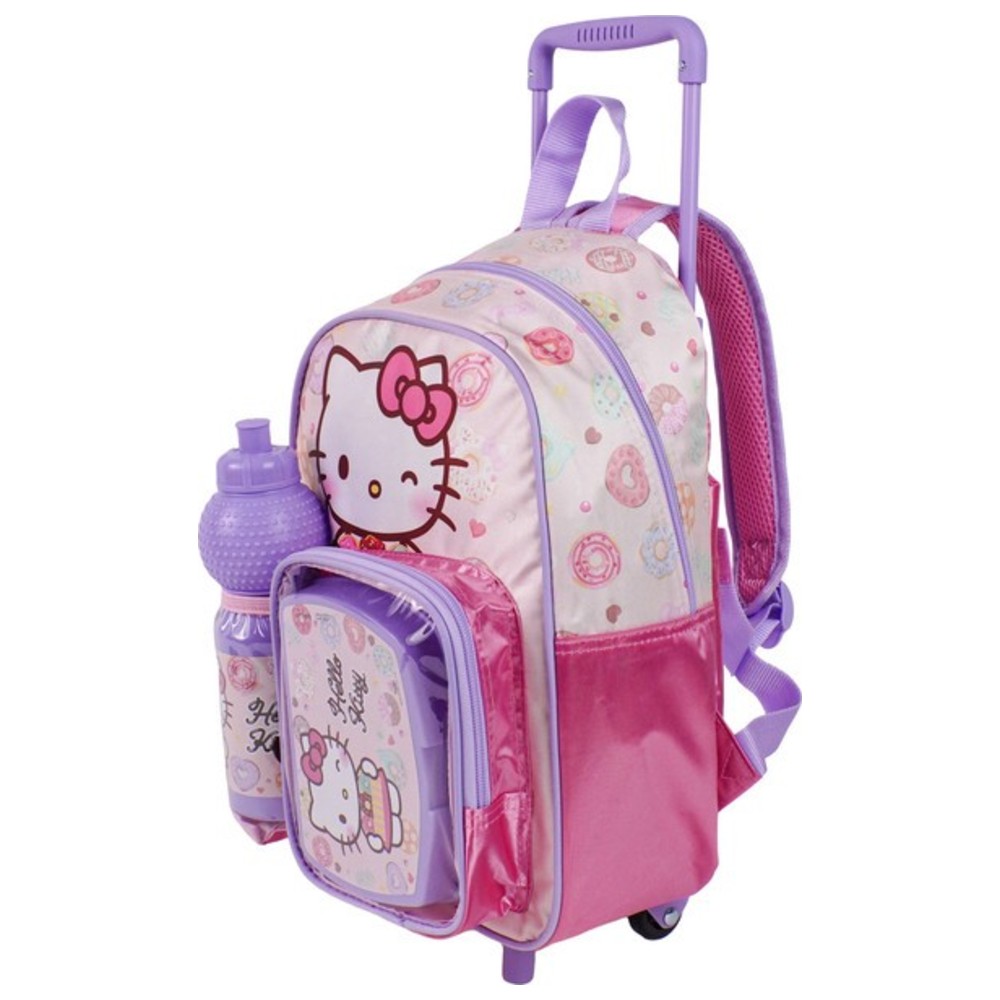 Sanrio - 3-In-1 Rolling Backpack With Water Bottle And Lunch Box - Hello Kitty