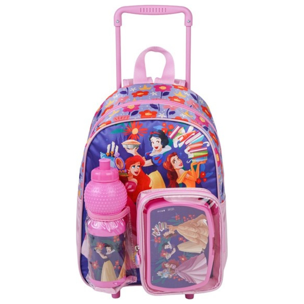 Disney - 3-In-1 Rolling Backpack With Water Bottle And Lunch Box - Princess