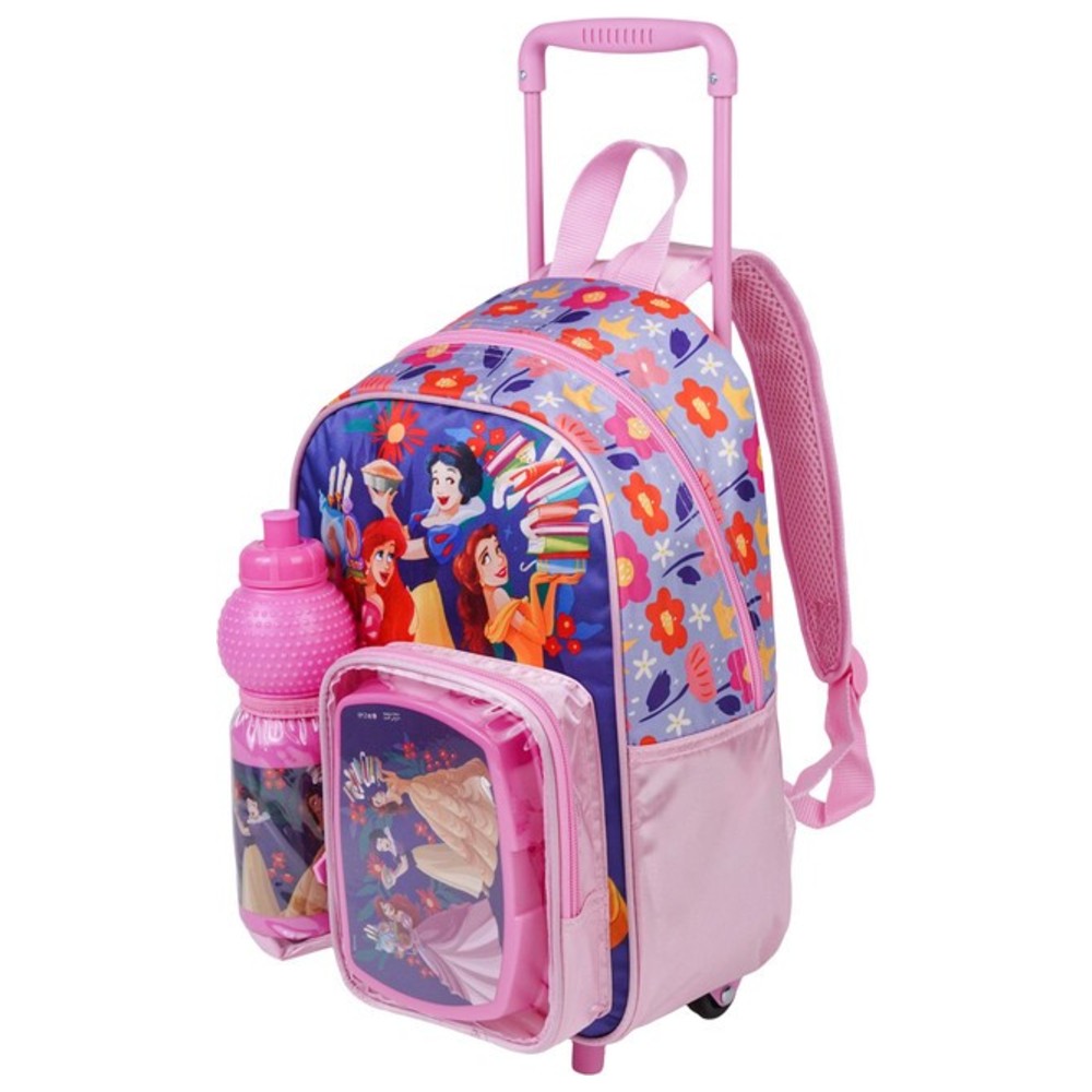 Disney - 3-In-1 Rolling Backpack With Water Bottle And Lunch Box - Princess