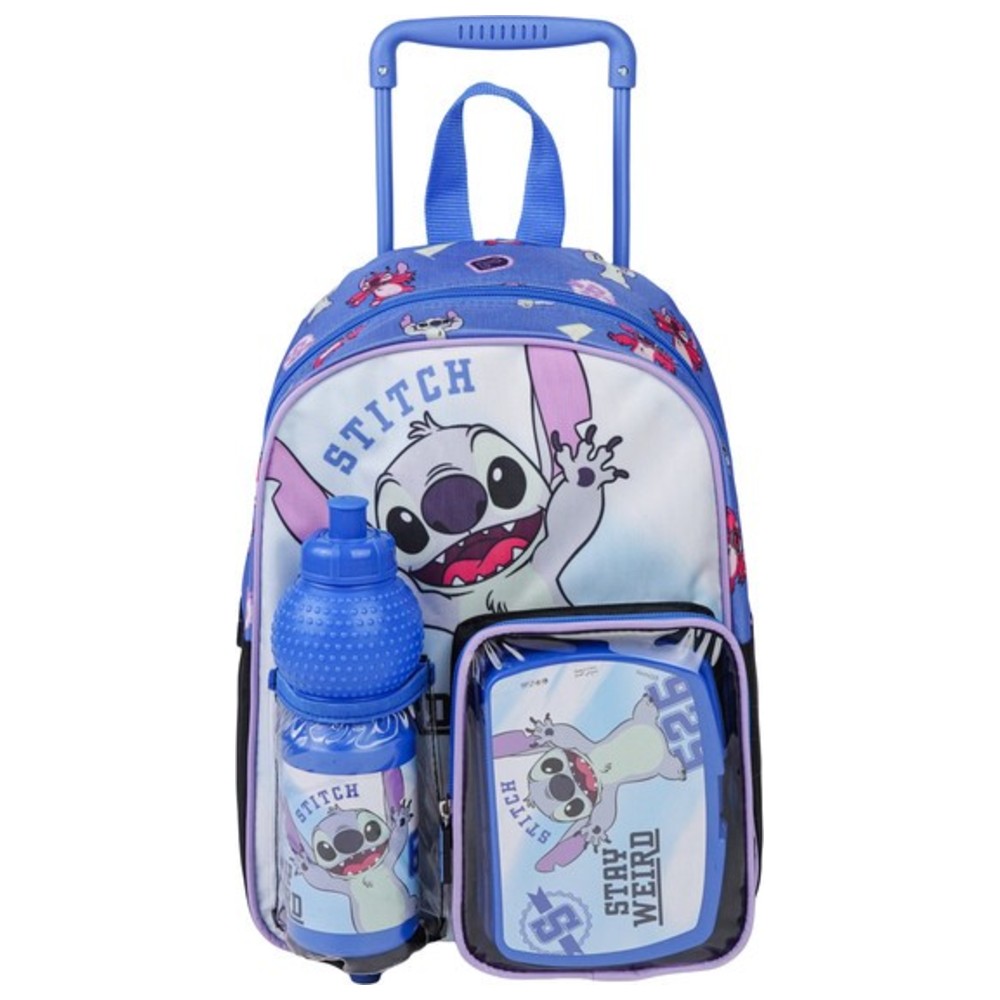 Disney - 3-In-1 Rolling Backpack With Water Bottle And Lunch Box - Stitch