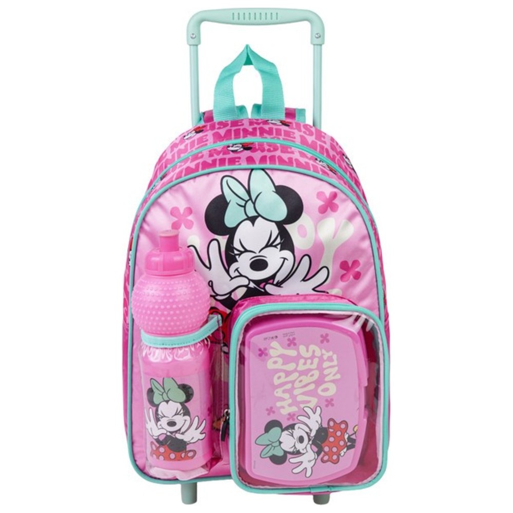 Disney - 3-In-1 Rolling Backpack With Water Bottle And Lunch Box - Minnie Mouse