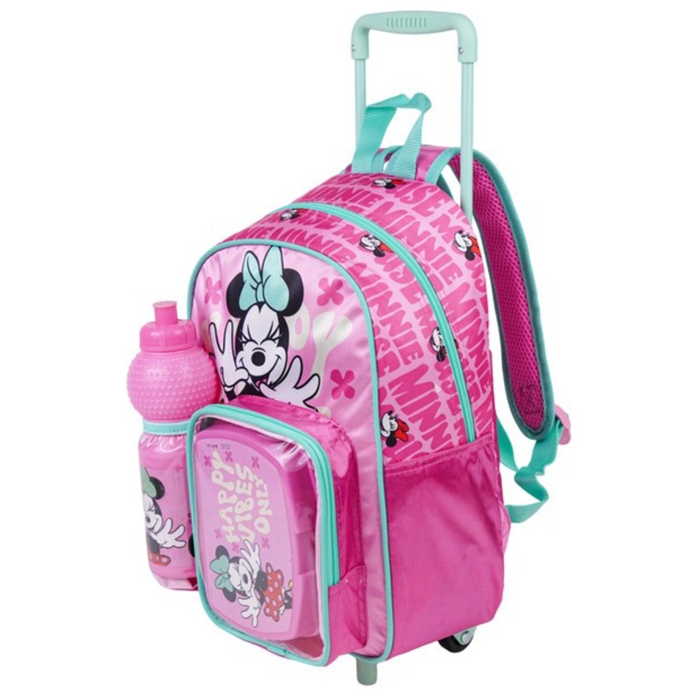 Disney - 3-In-1 Rolling Backpack With Water Bottle And Lunch Box - Minnie Mouse