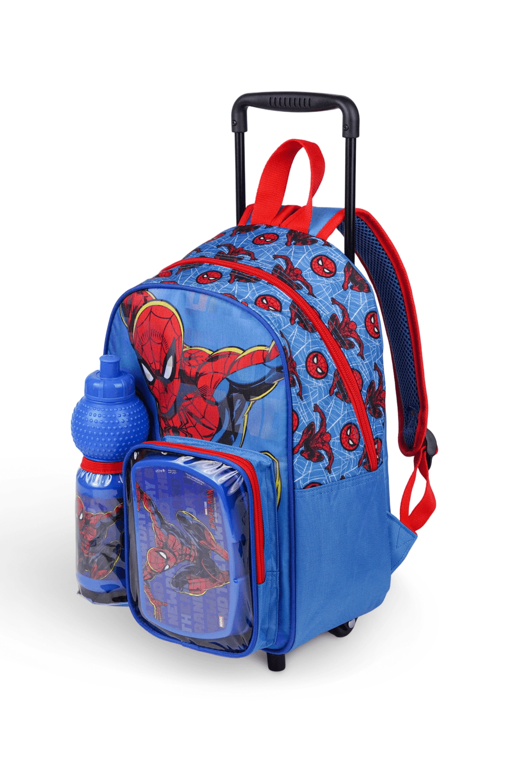 Marvel - Spiderman 3-In-1 Kids Trolley Backpack With Lunch Box & Water Bottle Set - Multicolor