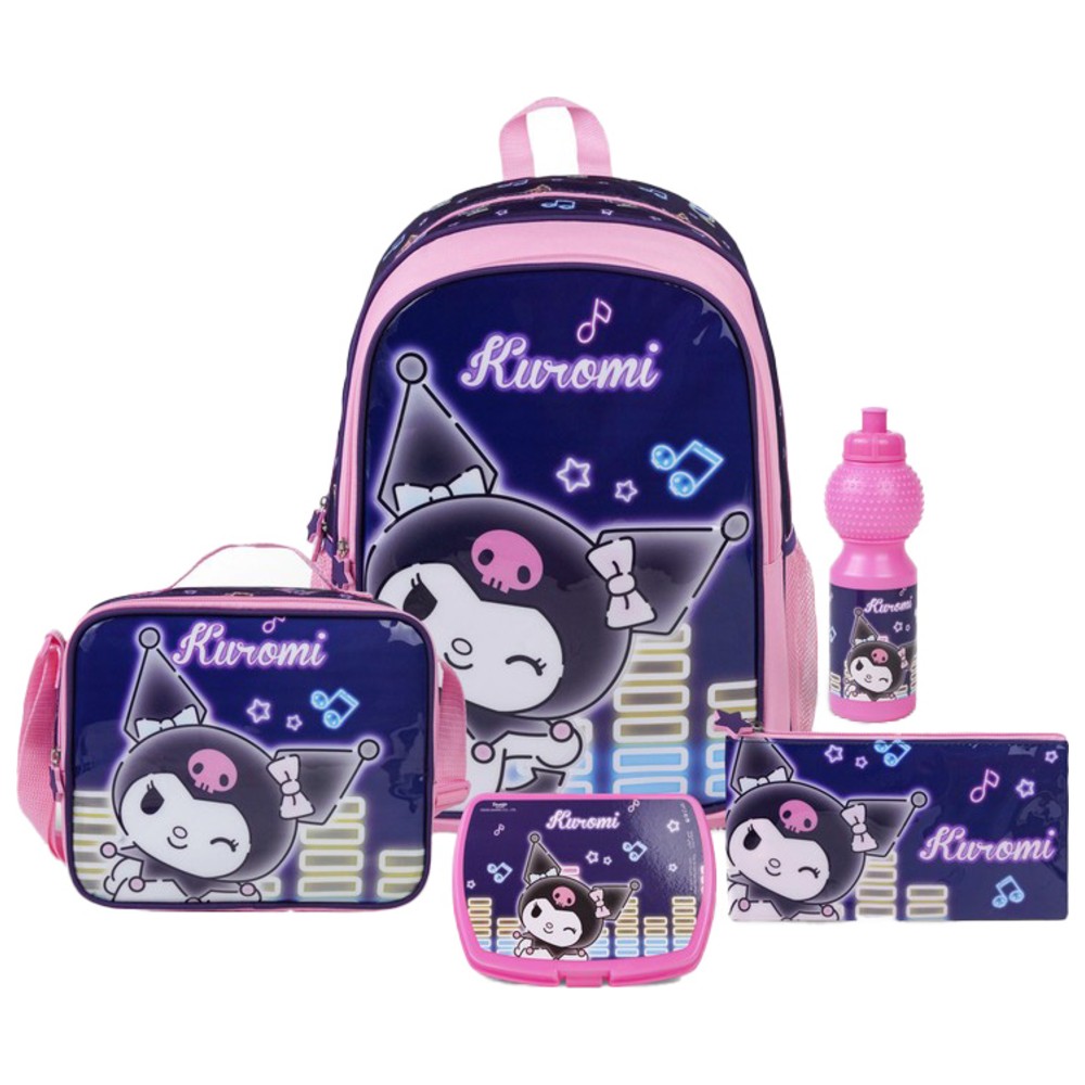 Sanrio- 5-In-1 School Backpack Set - Kuromi - 18-Inch