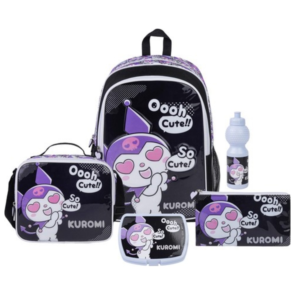 Sanrio - 5-In-1 Ooh! Cute School Backpack Set - Kuromi - 18-Inch