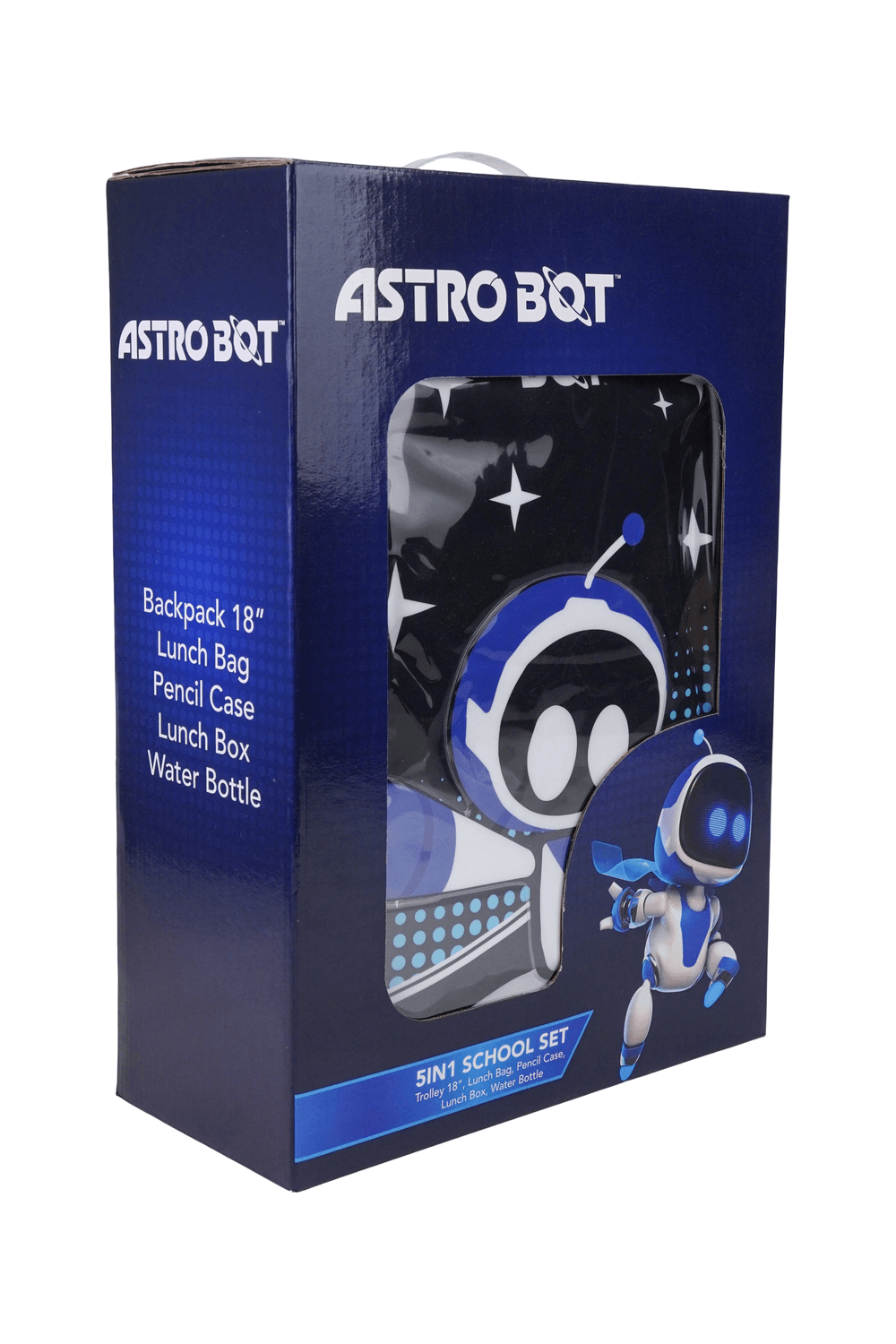 Sony - Astro Bot 5-In-1 Kids Backpack, Lunch Box & Bag With Water Bottle & Pencil Case Set - Blue