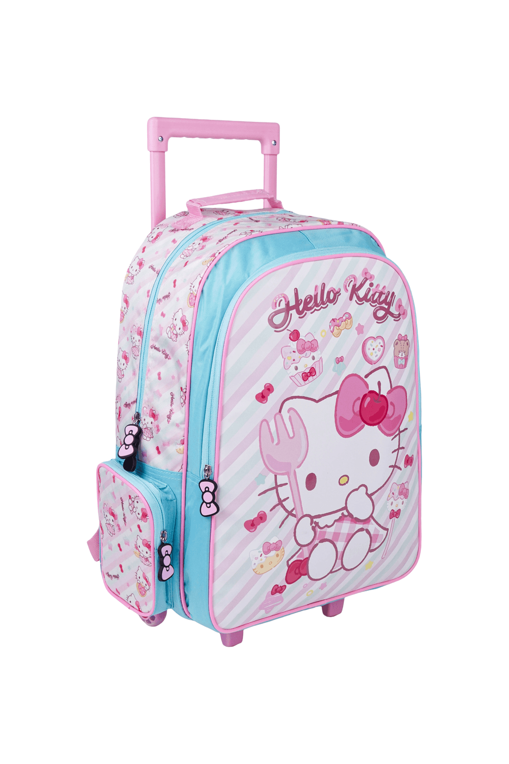 Sanrio - Hello Kitty 5-In-1 Kids Trolley Backpack, Lunch Bag & Box With Water Bottle & Pencil Case Set - Pink/Blue