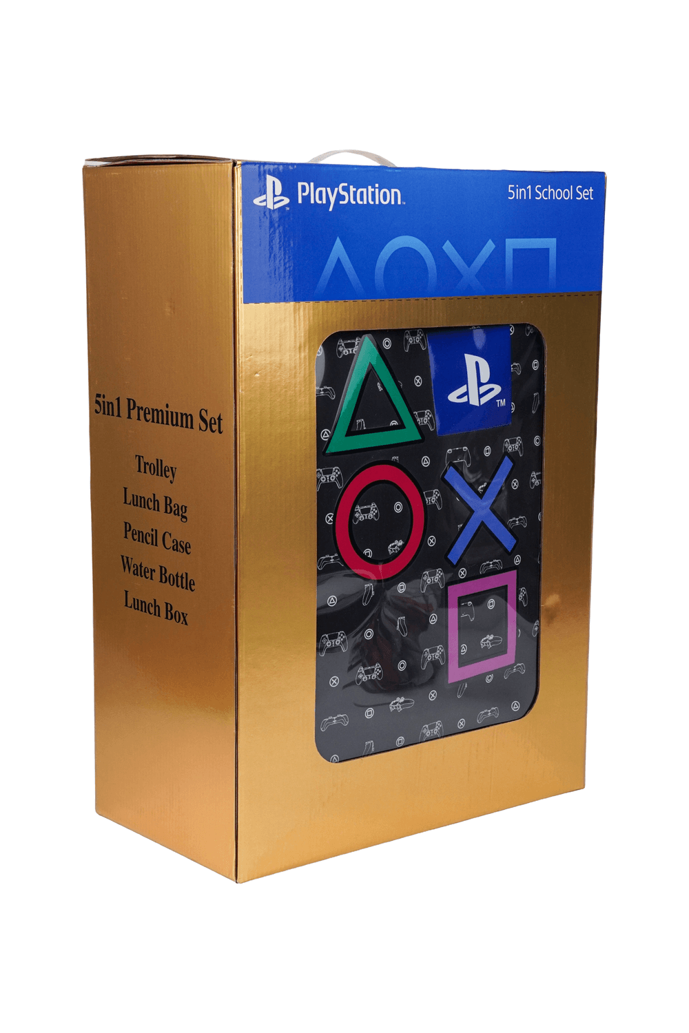 Sony - PlayStation 5-In-1 Kids Trolley Backpack, Lunch Bag & Box With Water Bottle & Pencil Case Set - Black