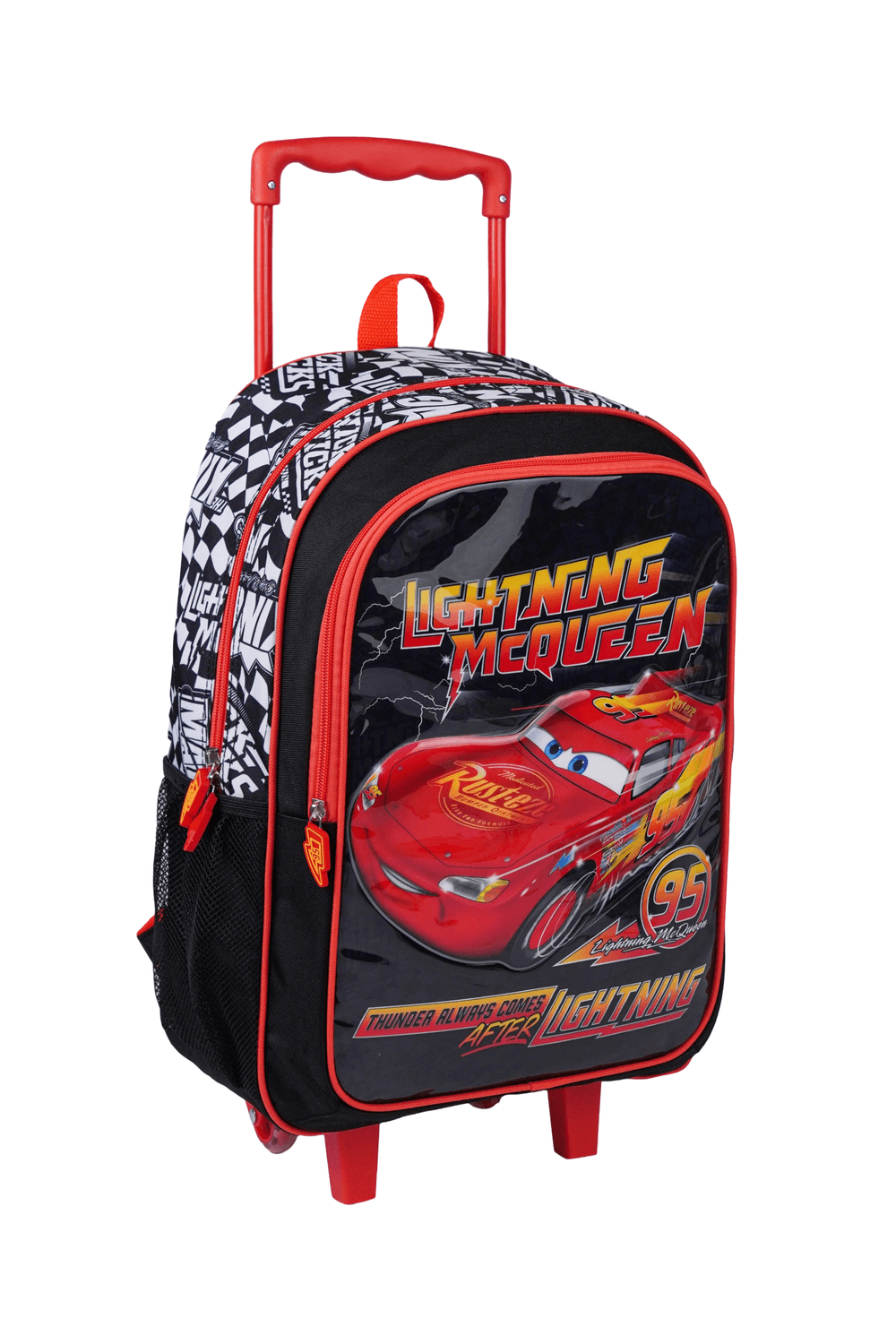 Disney - Cars 5-In-1 Trolley Backpack, Lunch Box & Bag With Water Bottle & Pencil Case - Red/Black