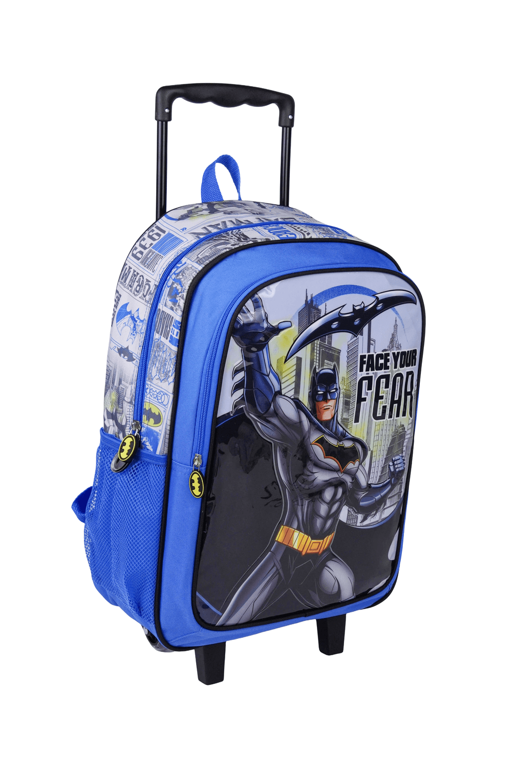 Warner Bros. - Batman 5-In-1 Kids Trolley Backpack, Lunch Bag & Box With Water Bottle & Pencil Case Set - Blue