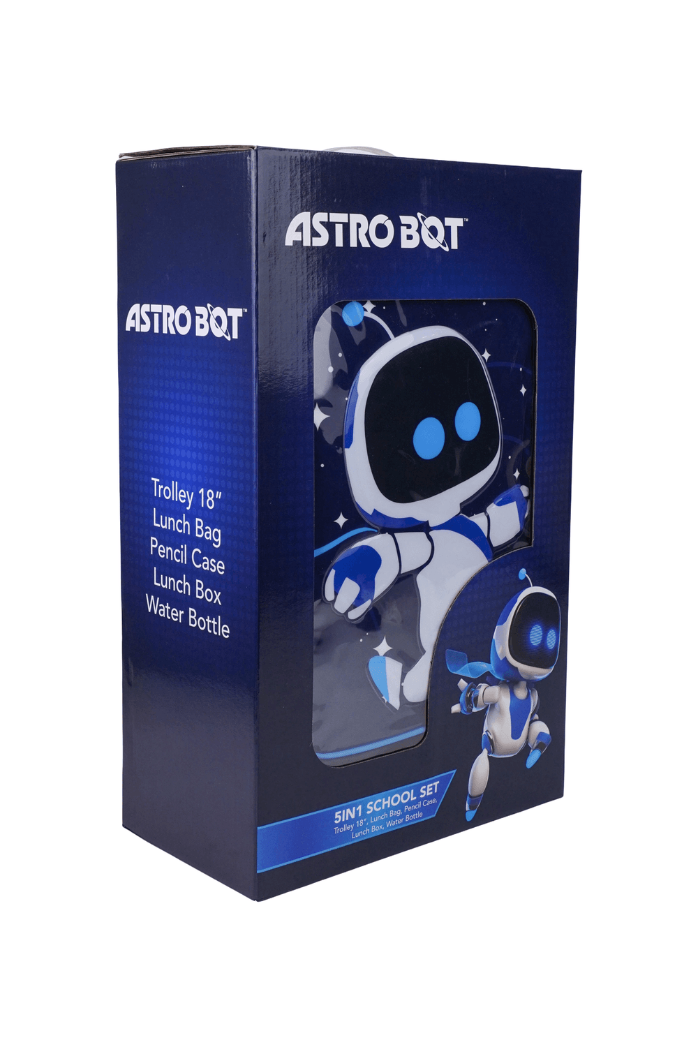 Sony - Astro Bot 5-In-1 Trolley Backpack, Lunch Box & Bag With Water Bottle & Pencil Case Set - Blue