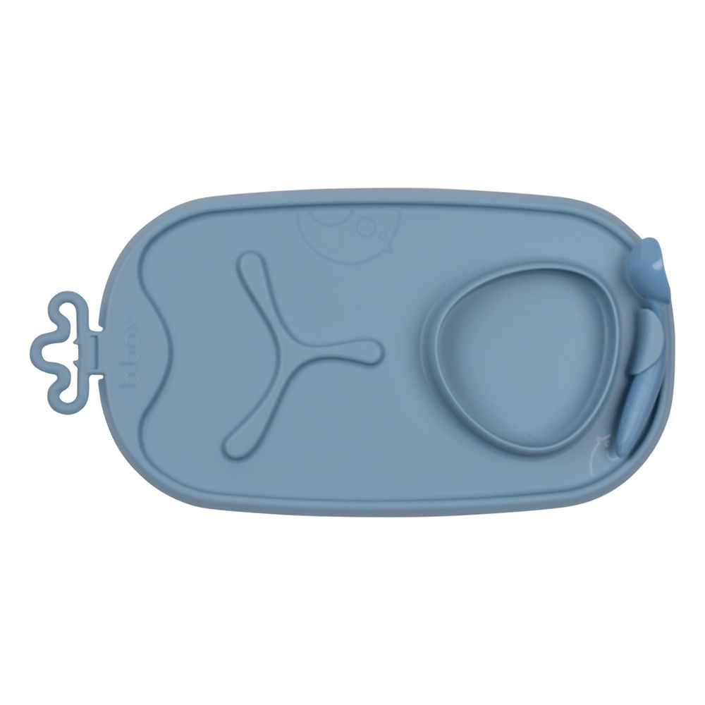 B.box Roll Plus Go Mealtime Mat With Deep Scooped Spoon - Ocean