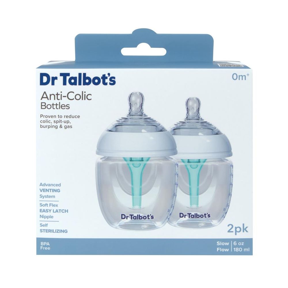 Dr. Talbot's - Anti-Colic Baby Feeding Bottles - 180 ml - 2 Pcs