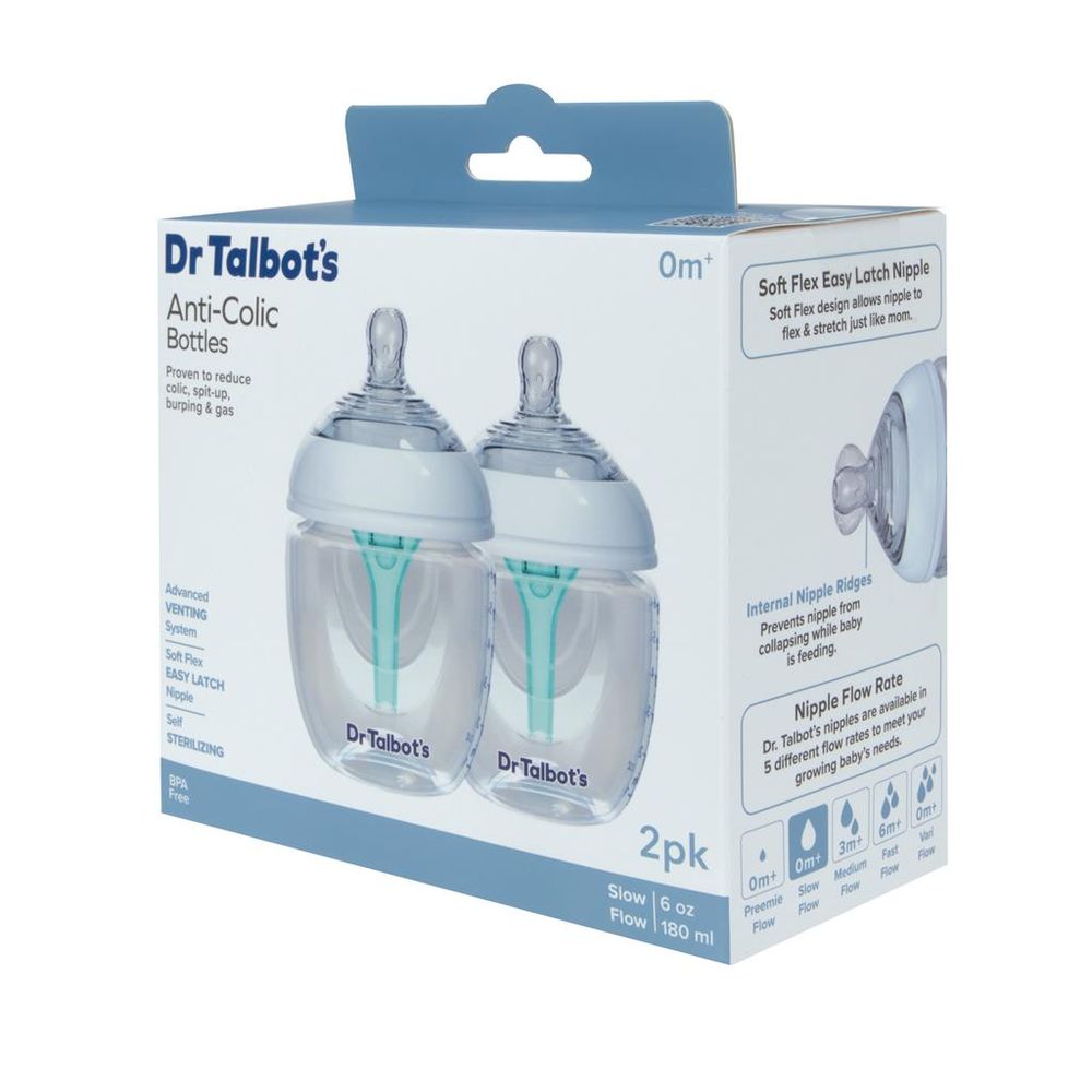Dr. Talbot's - Anti-Colic Baby Feeding Bottles - 180 ml - 2 Pcs