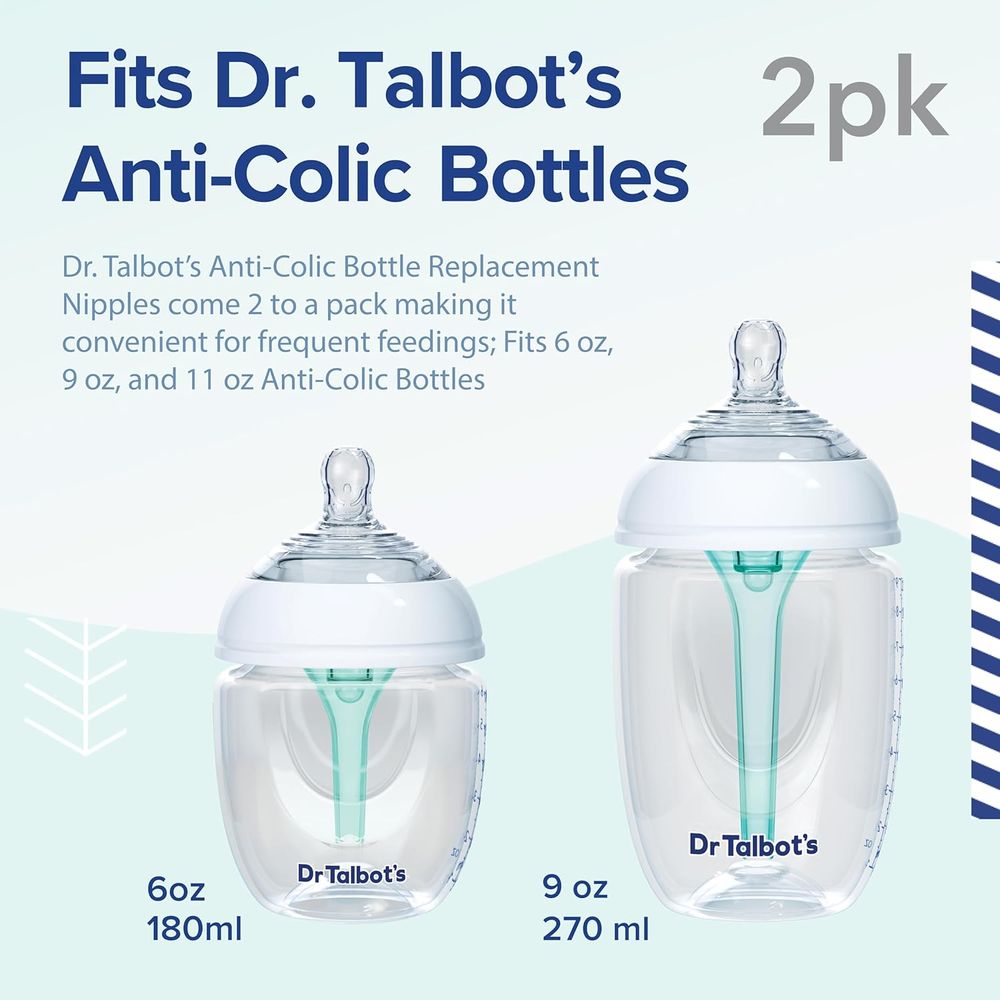 Dr. Talbot's - Slow Flow Silicone Replacement Nipples - 2 Pcs