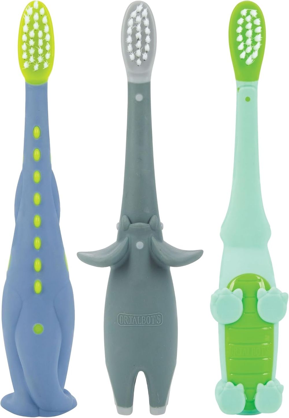 Dr. Talbot's - Dino, Alligator & Elephant Animal Toothbrush Set - 3 Pcs