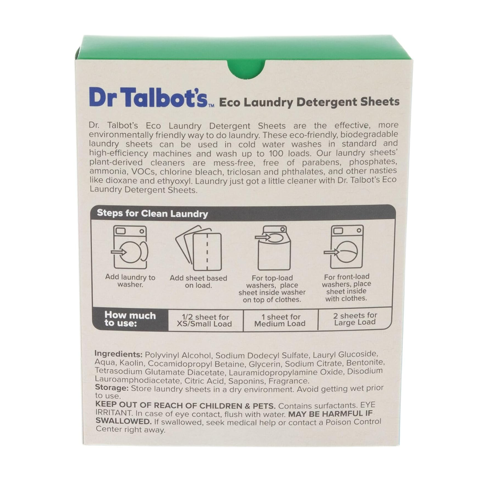 Dr. Talbot's - Laundry Detergent Sheets - Fresh Scent - 50 Pcs