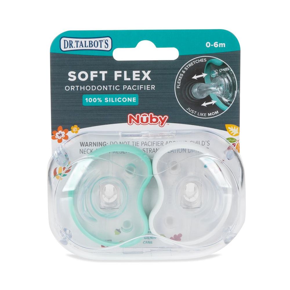 Dr. Talbot's - Soft Flex Orthodontic Pacifier - Aqua/White - 2 Pcs