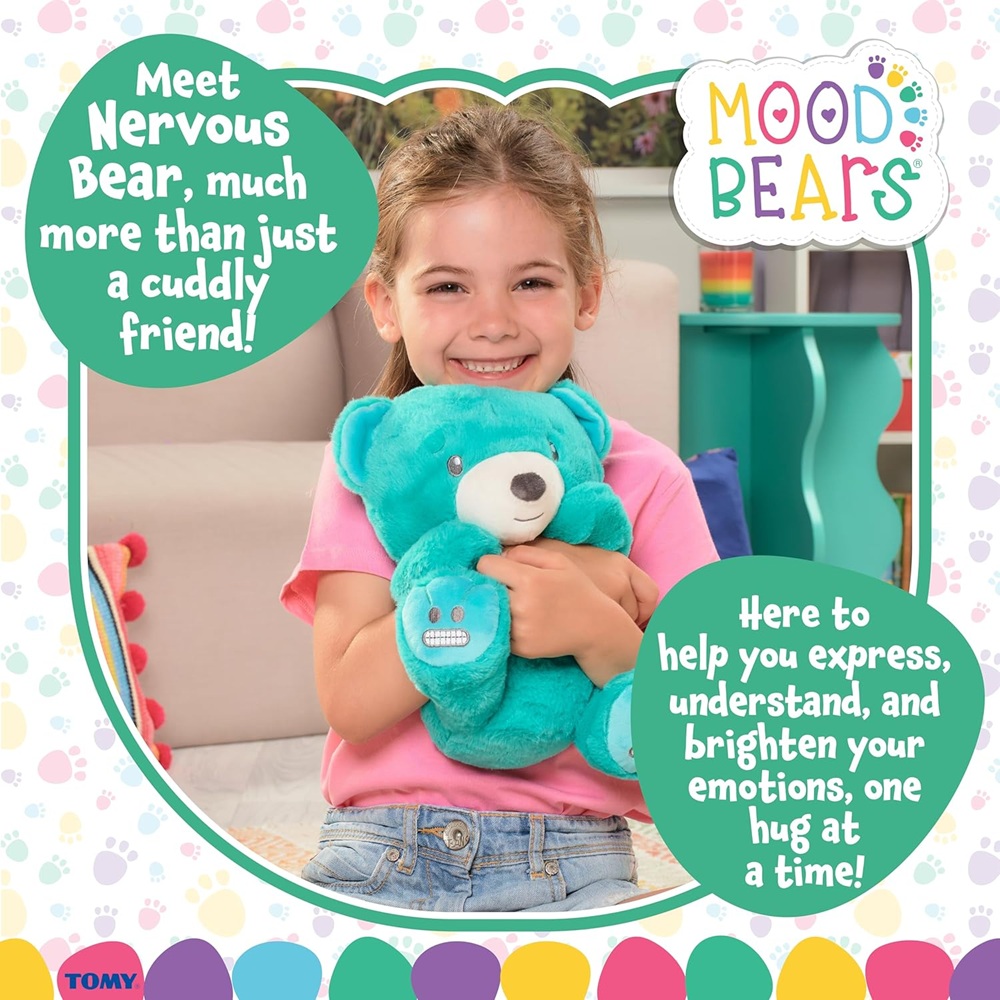 Lamaze - Mood Bears Nervous Bear Plush Soft Toy - Calming Teal - 10-inch