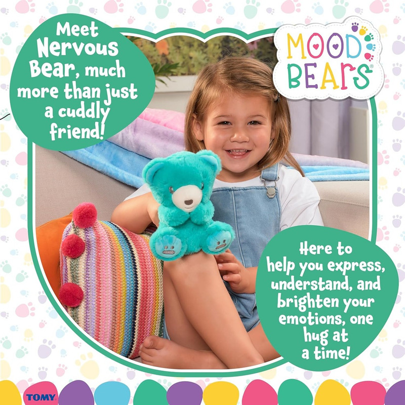 Lamaze - Mood Bears Nervous Bear Plush Soft Toy - Teal - 6.69-inch