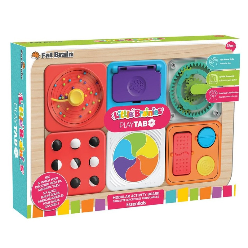 Fat Brain Toys Playtab Essential Set Sensory Activity Board With Modular Learning Tabs