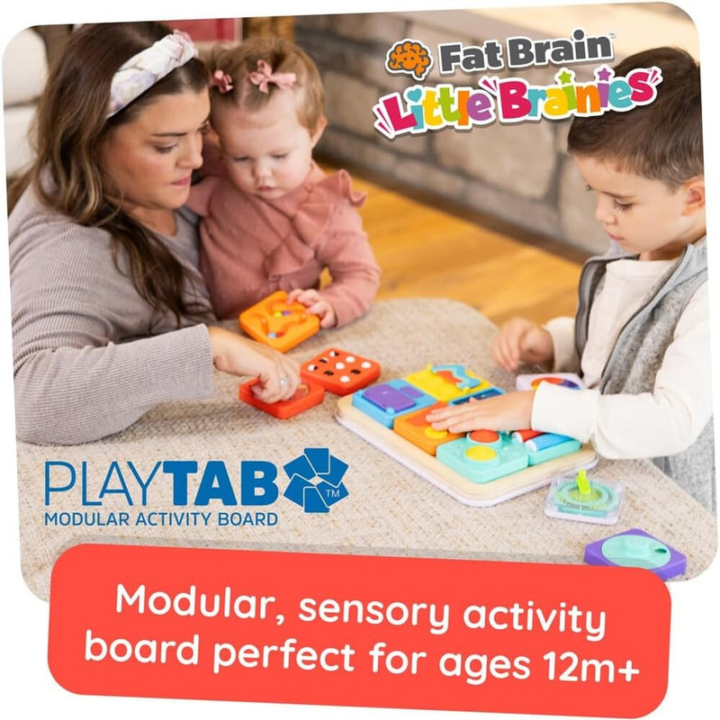 Fat Brain Toys Playtab Essential Set Sensory Activity Board With Modular Learning Tabs