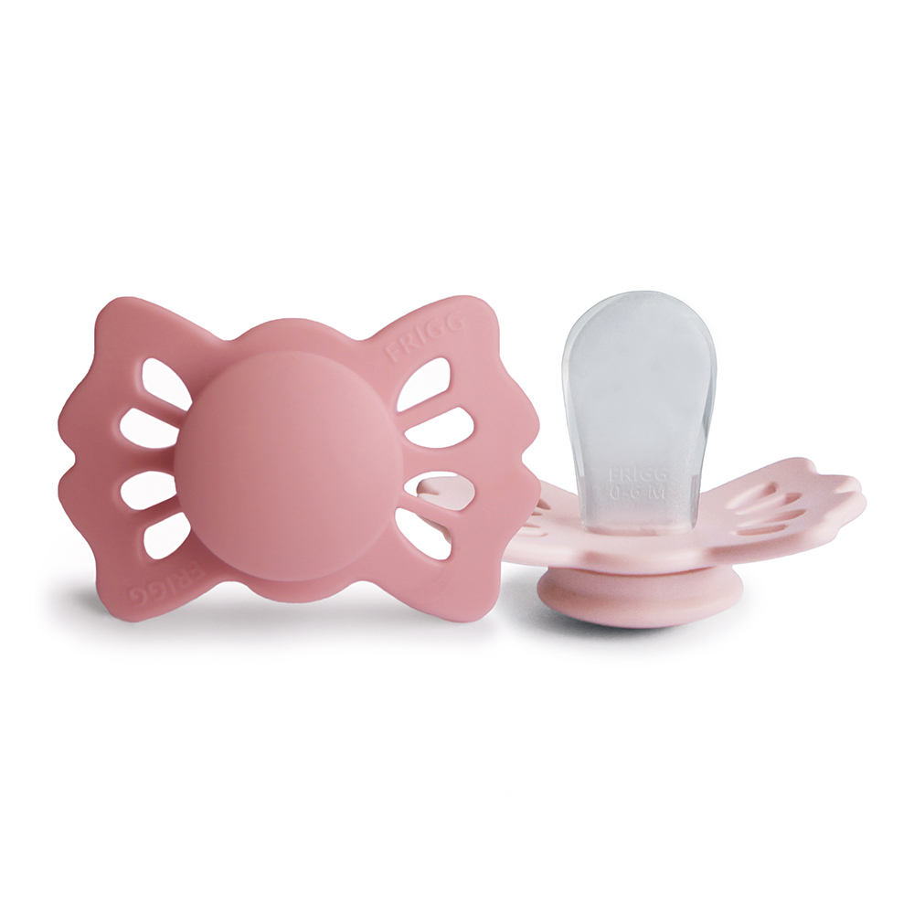 Frigg - Lucky Symmetrical Silicone Baby Pacifier 0-6M - Cedar/Baby Pink - 2Pc Set - S1