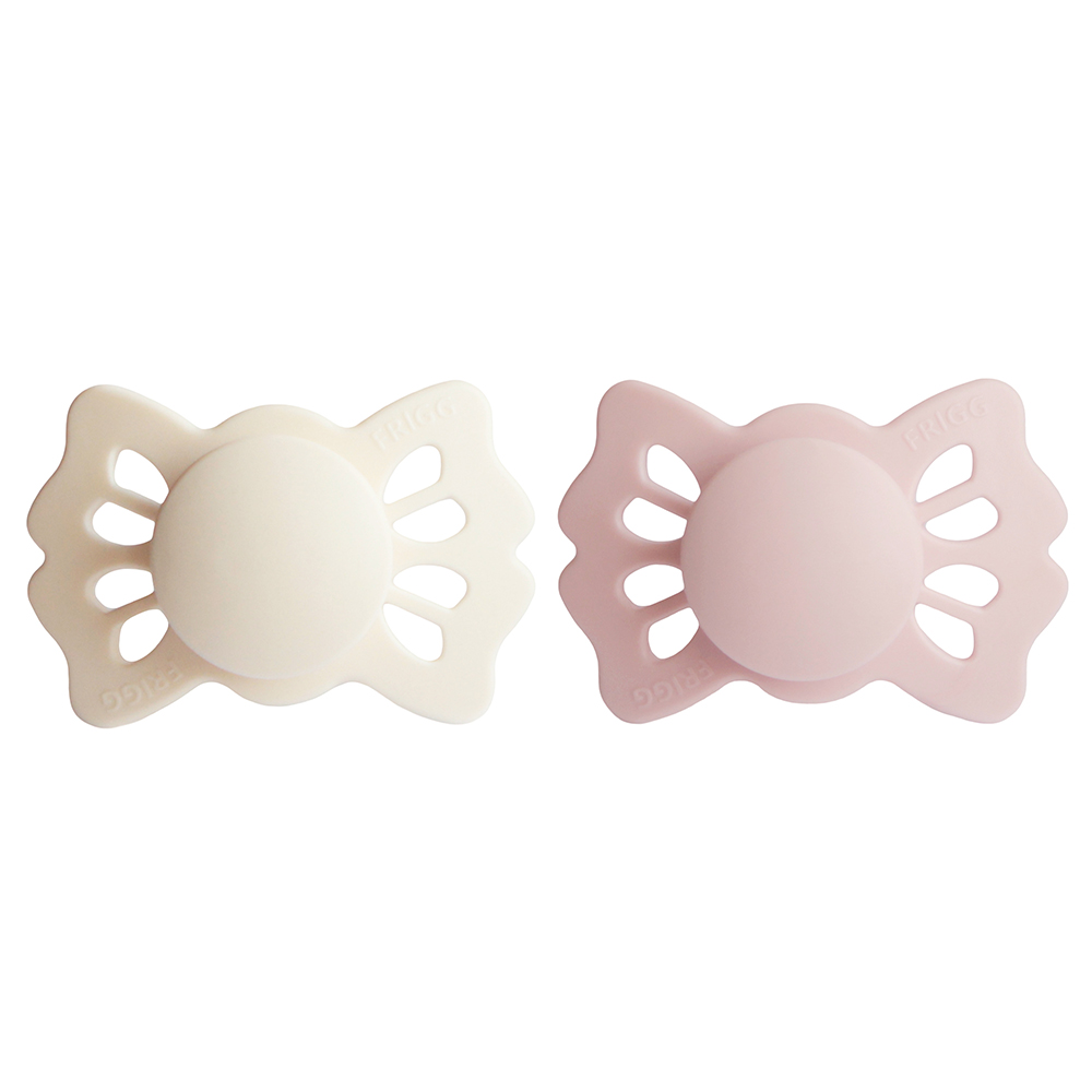 Frigg - Lucky Symmetrical Silicone Baby Pacifier - Cream/Blush - 2Pc Set
